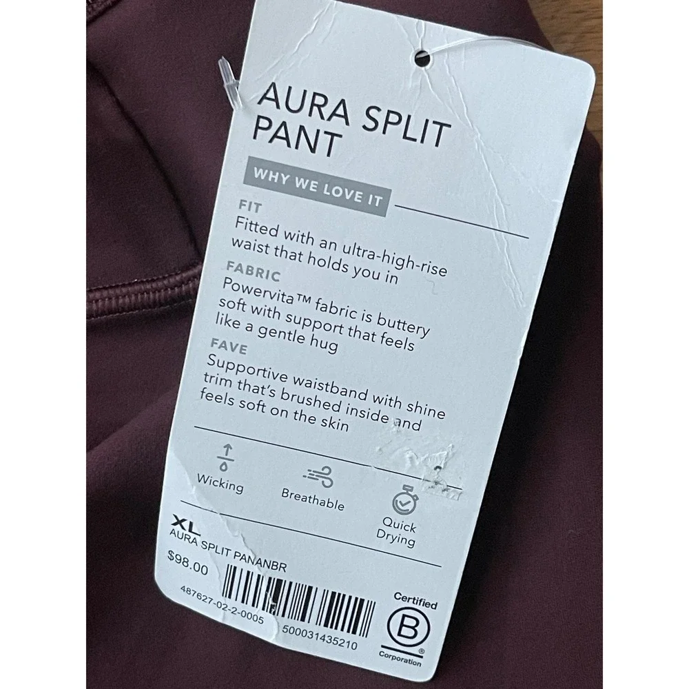 ATHLETA Aura Split‎ Pant XL Burgundy NEW Leggings Active Athleisure Running Gym